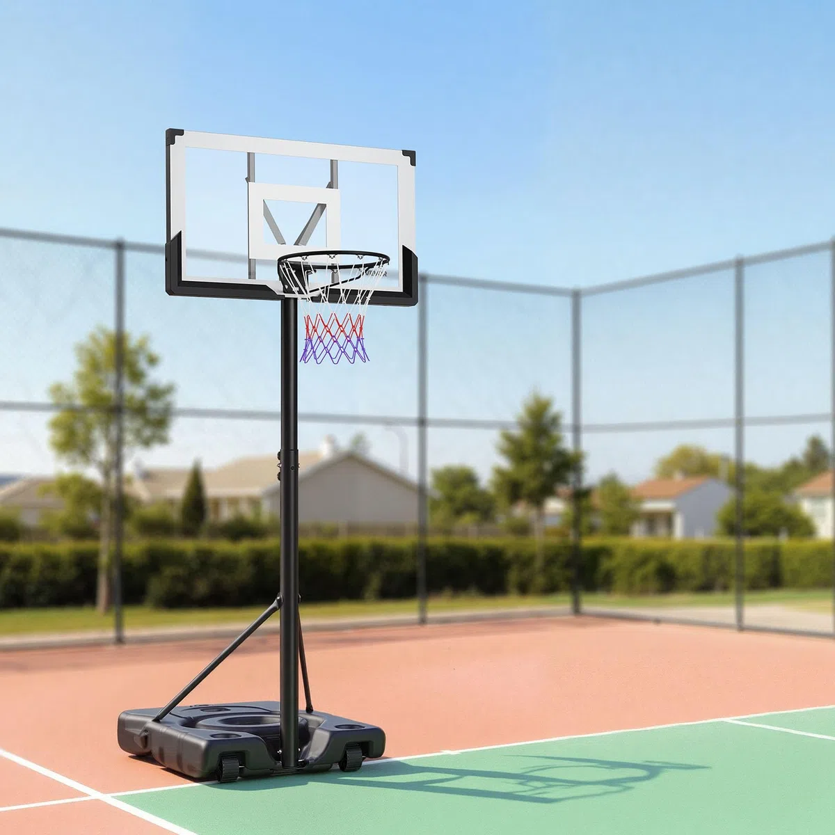 VEVOR Canestro da Basket da Esterno con Piedistallo Regolabile in Altezza Fino a 3,05 m con Ruote e Tabellone in PC da 1219,2 mm, Set di Tabelloni, Sistema di Canestro da Basket per Cortili, Piscine