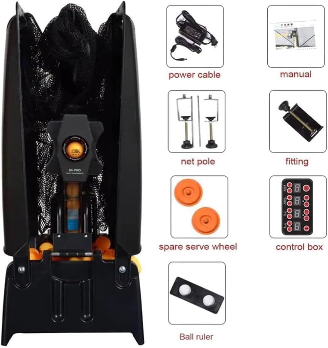 Lanciapalline Ping Pong,Robot Ping Pong,Rete Staccabile,Allenamento Ping Pong Automatico,con Rotazione,Frequenza,velocità della Pallina, Atterraggio E Altezza Personalizzabili