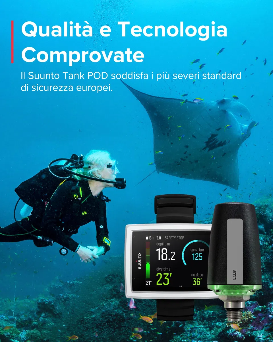SUUNTO Dive Tank Pod, Trasmettitore Wireless dei Dati di Pressione della Bombola per SUUNTO D5, EON Steel, EON Steel Black ed EON Core, Lettura al Polso delle Informazioni Essenziali Sull'immersione