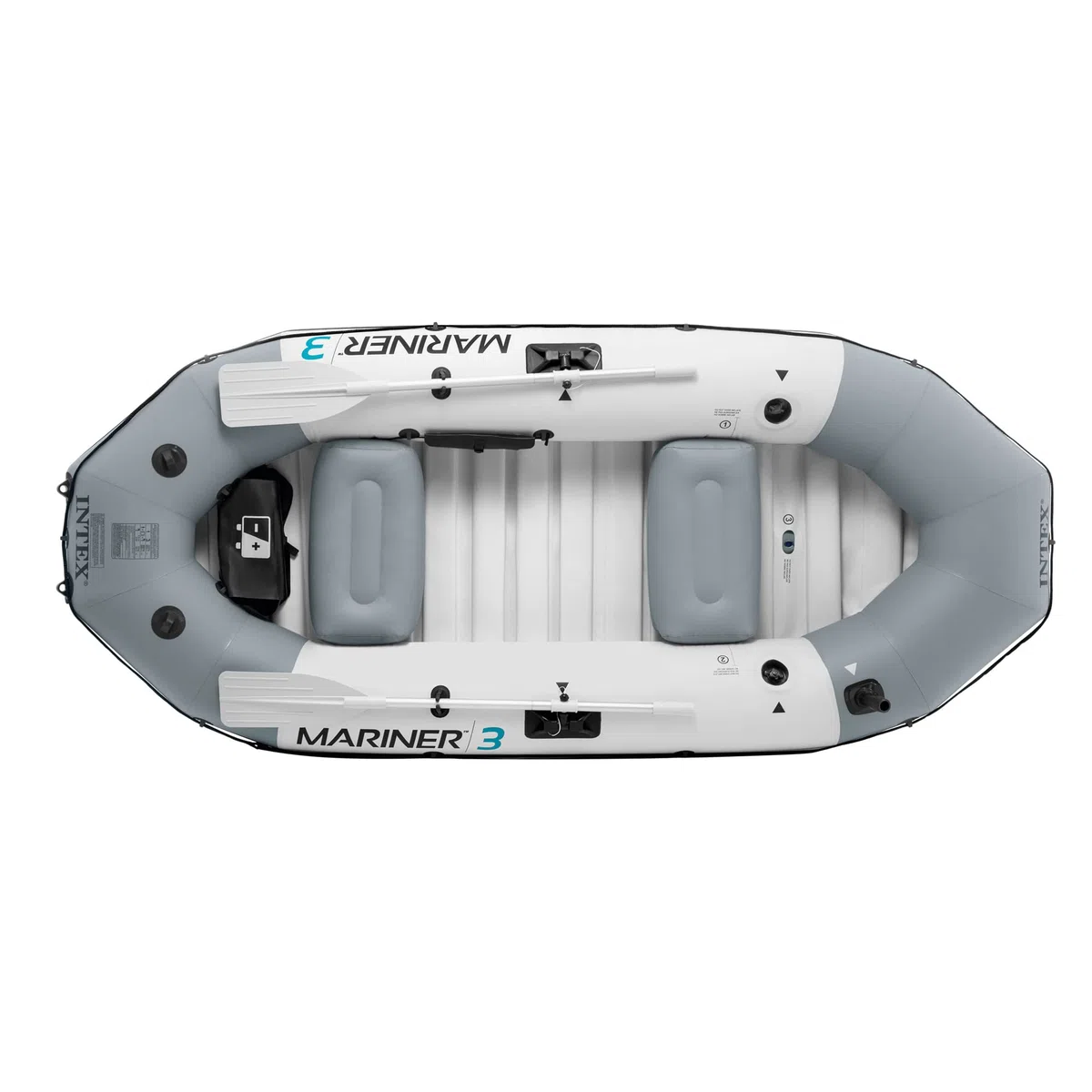 INTEX Serie di barche gonfiabili Mariner: include remi da barca deluxe e pompa ad alto rendimento - PVC super resistente - chiglia resistente all'usura - porta canna da pesca rimovibile - maniglia
