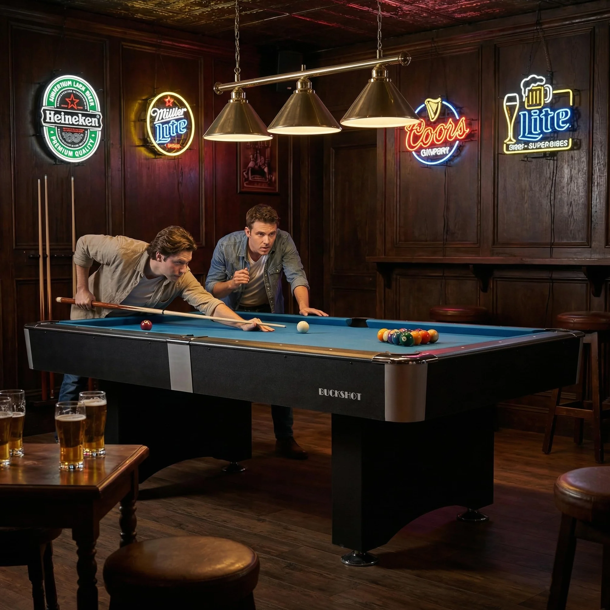 Tavolo da Biliardo BuckShot Manhattan 7ft - 213 x 121cm - Carambola - Pool Americano - Snooker - Tavoli da biliardo 7 Piedi - Completo di Tutti Gli Accessori