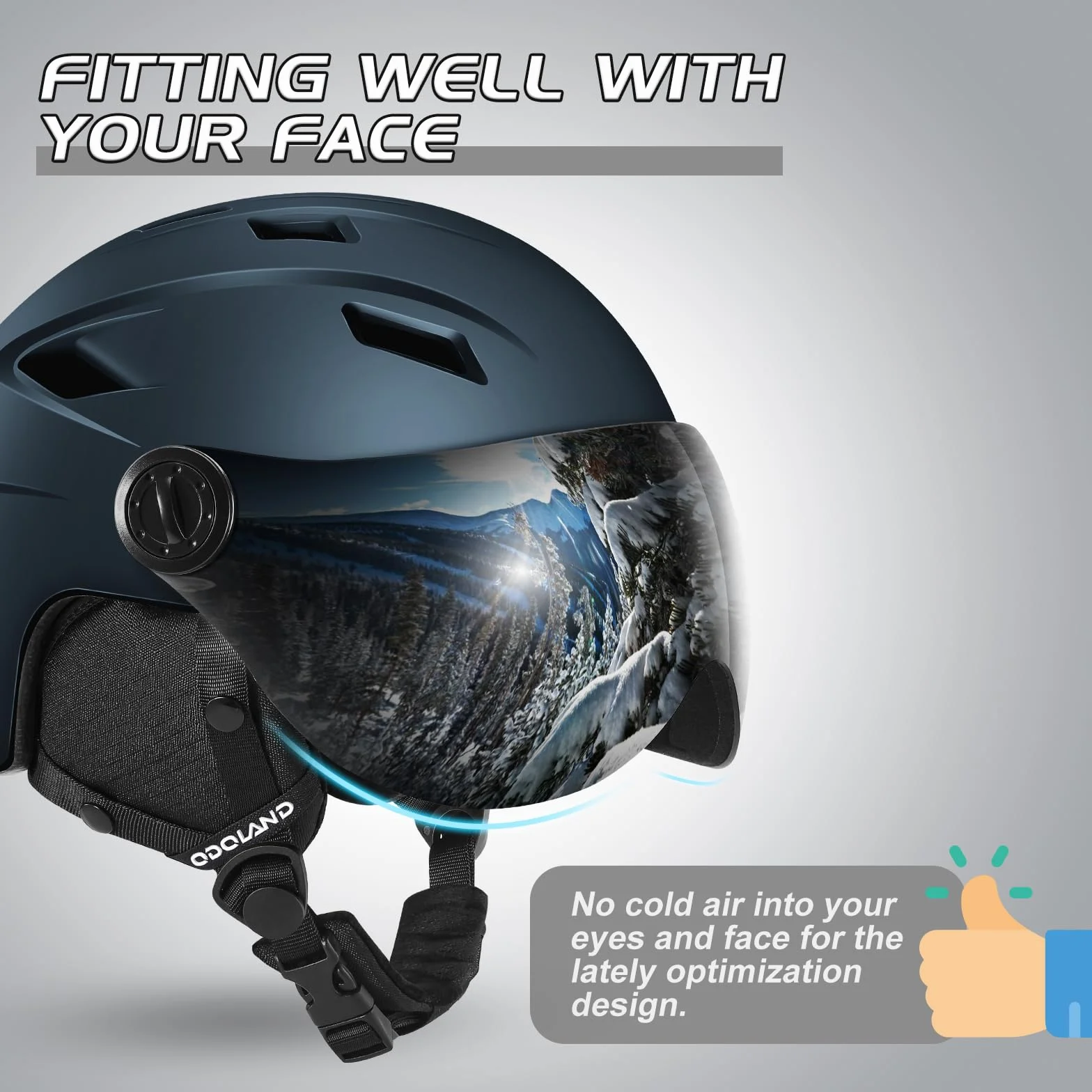 Odoland Casco da Sci Integrale con Visiera, Casco Sportivo per Uomo e Donne, Casco da Snowboard con Maschera UV 400 Proteczione e Antivento, Casco per Sport Invernali