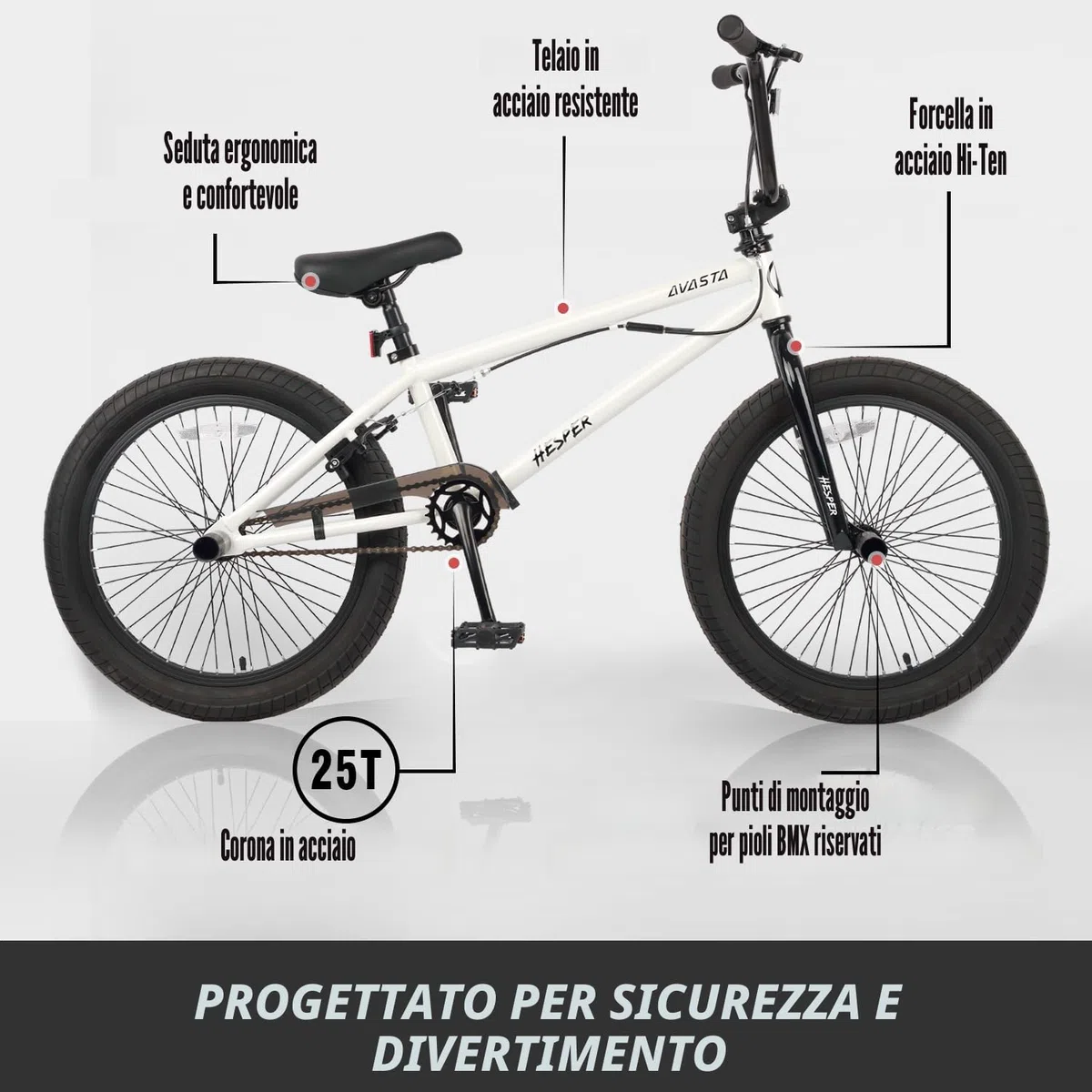 AVASTA 20 pollici Freestyle BMX bambini bicicletta per oltre 6 anni ragazzi adolescenti e piloti principianti Motorcross biciclette, colori multipli
