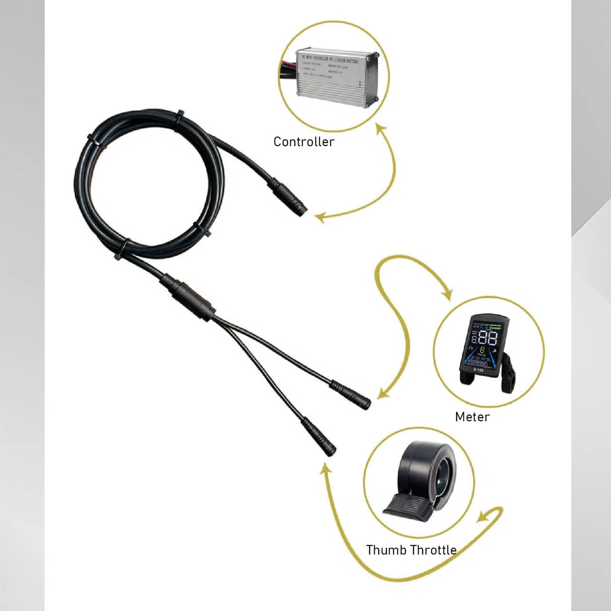 BuyWeek Kit Controller Scooter Elettrico, 36V 48V 15A DC Controller Motore 3 Mode con Metri S100 e Leva del Gas Pollice e Sensore di Assistenza e Cavo