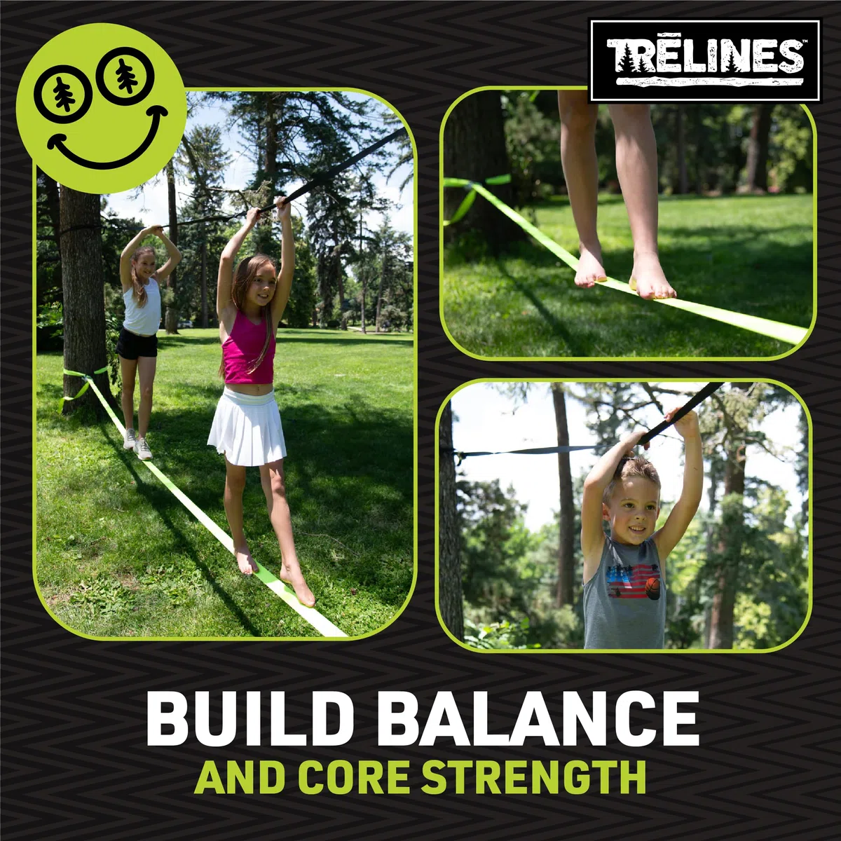 Treline Slackline Classico 15m – Kit Completo con Corda di Allenamento, Gancio in Metallo e Borsa per Bambini e Adulti
