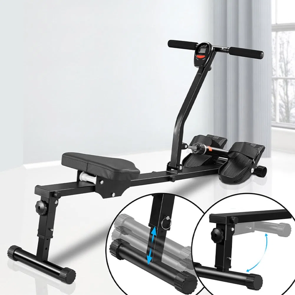 BAKAJI Vogatore Pieghevole per Casa Salvaspazio e Silenzioso, Attrezzatura da Allenamento per Interni con Display LCD e 12 Livelli di Resistenza, Palestra, Fitness, Cardio
