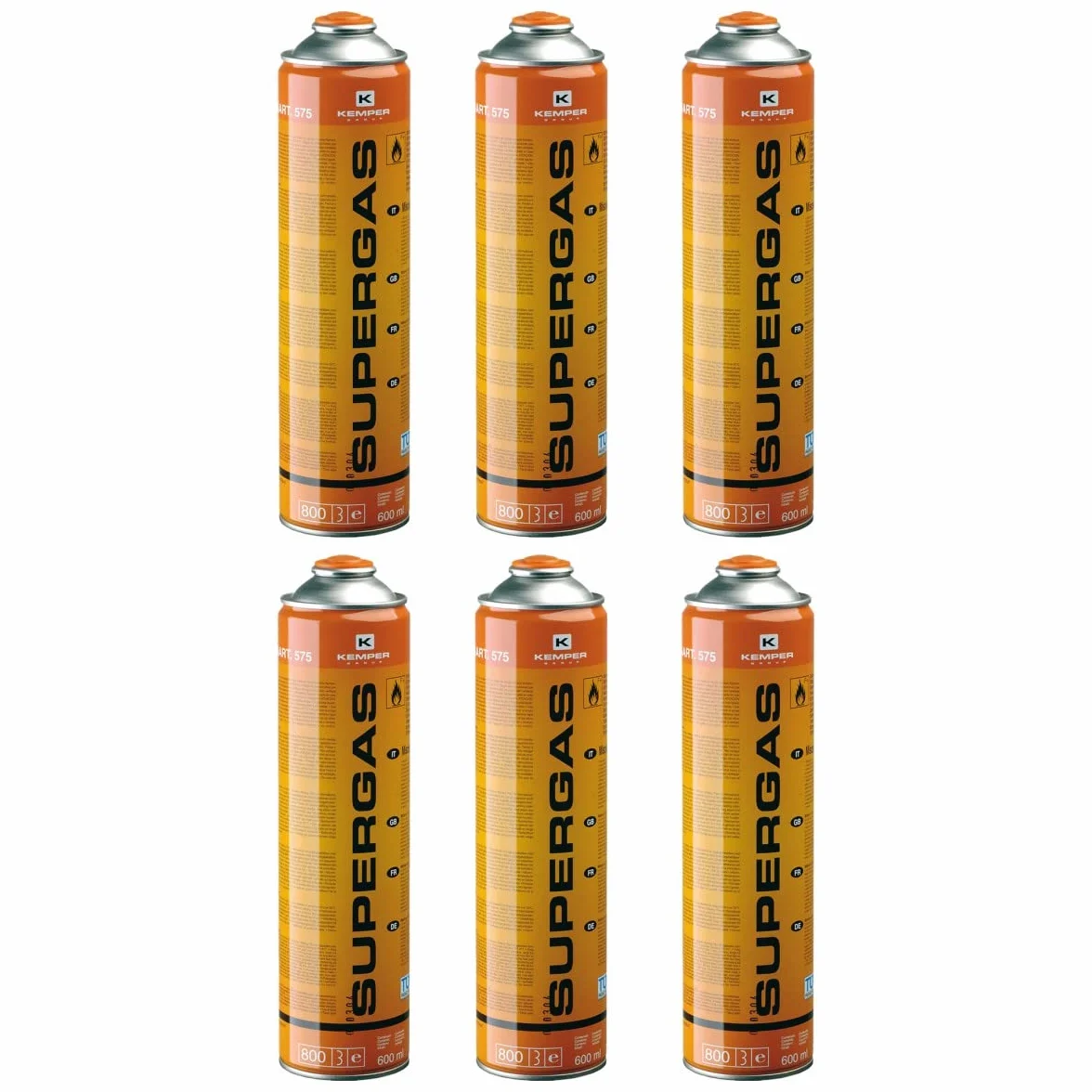KEMPER - Cartucce di gas 330g Confezione da 6 Bombole Butano propano 600ml Bombola di gas universale con valvola 7/16