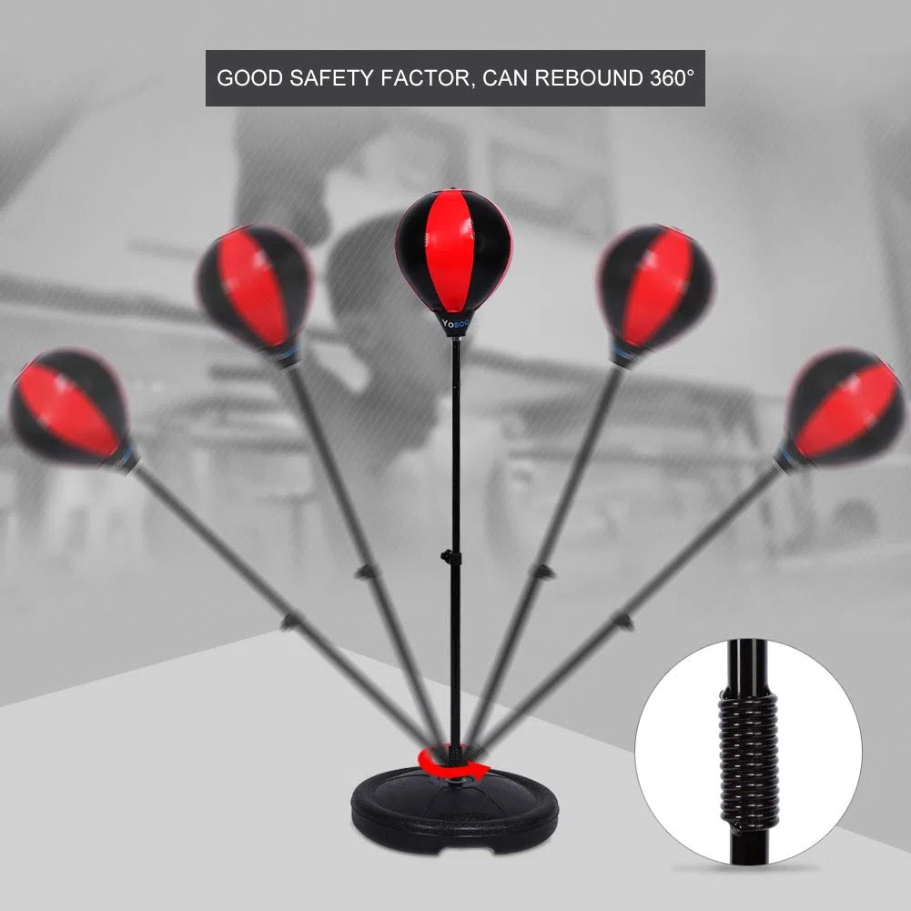 Set da Boxe Con Punching Ball, Supporto Regolabile 75-105 cm, Guantoni, Pompa - Sport e Allenamento di Combattimento