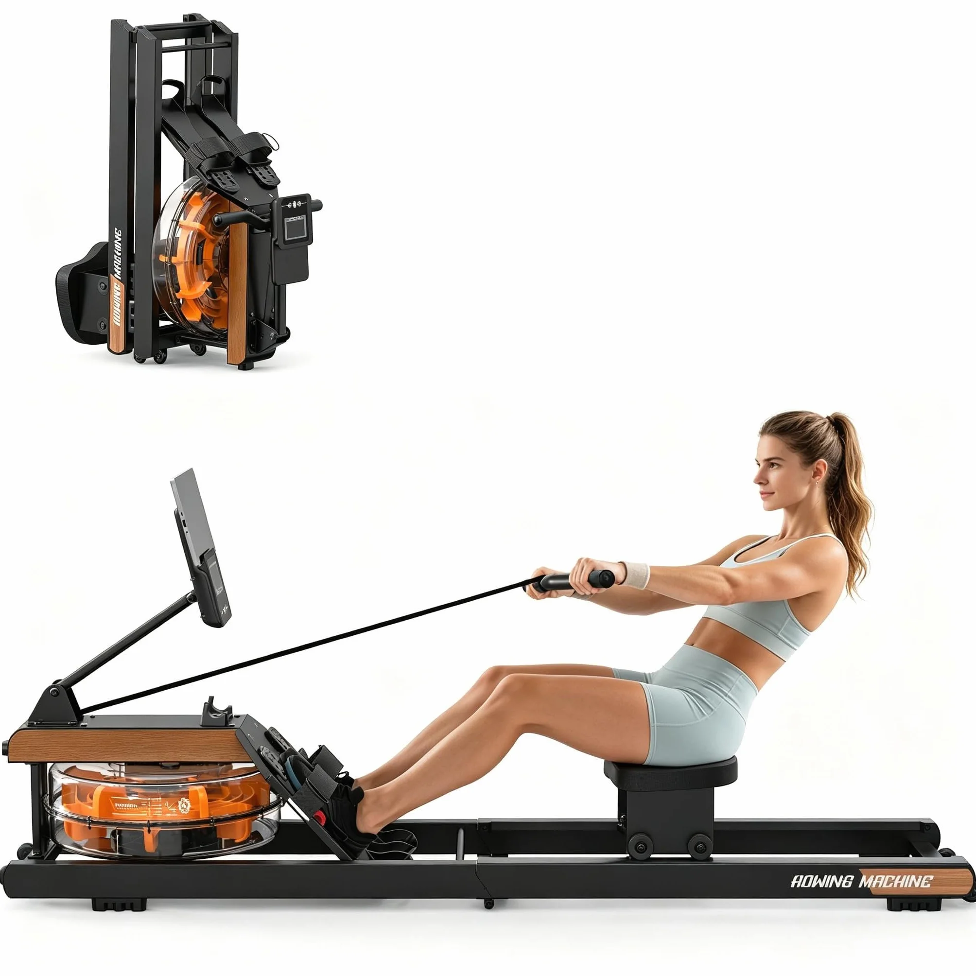 Vogatore Professionale per Casa, Pieghevole Con Resistenza ad Acqua, Monitor Bluetooth e Supporto Tablet Regolabile, Carico Massimo 160kg