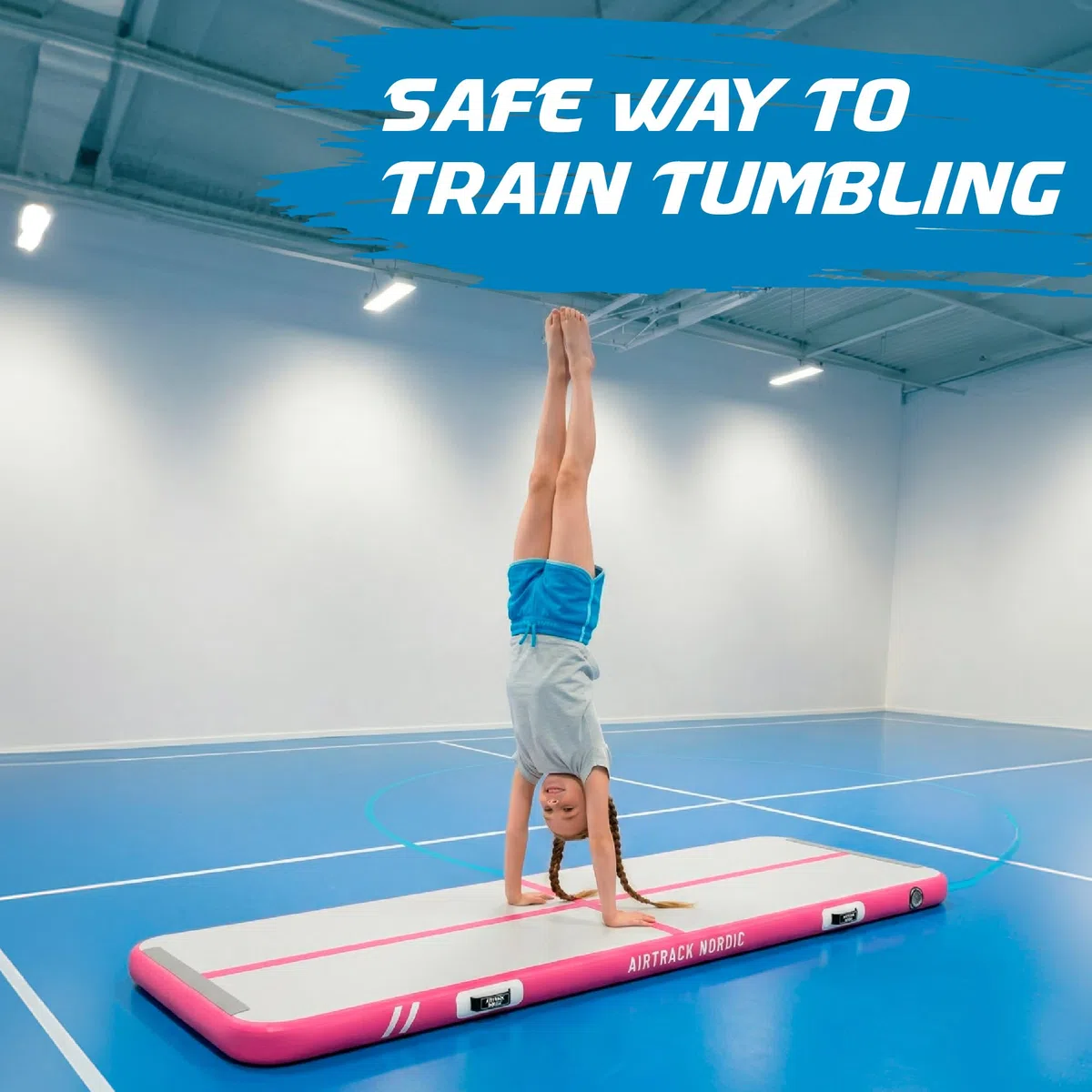 AirTrack Nordic Home 3m – Tappeto ginnastica gonfiabile artistica – Air Track con pompa aria elettrica & borsa trasporto – Qualità premium & resistente – Per ginnastica, tumbling, yoga, fitness & casa