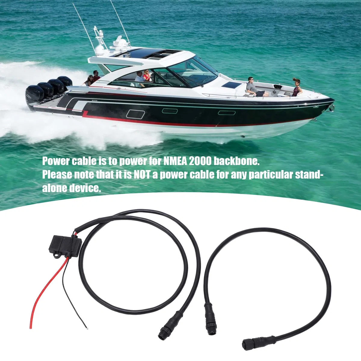 Avviatore di Rete NMEA, 1 M/39,4 Pollici Marine per NMEA 2000 Starter Kit Cavo di Alimentazione in ABS con Connettore a T Terminale Maschio Femmina Fusibile Per le Reti Lowrance