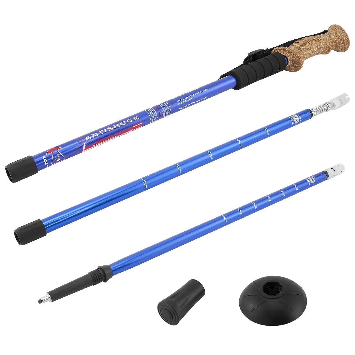 MidGard Bastoncini da trekking telescopici antiurto in lega di alluminio con manico in sughero e smorzamento regolabili in lunghezza 65-135 cm