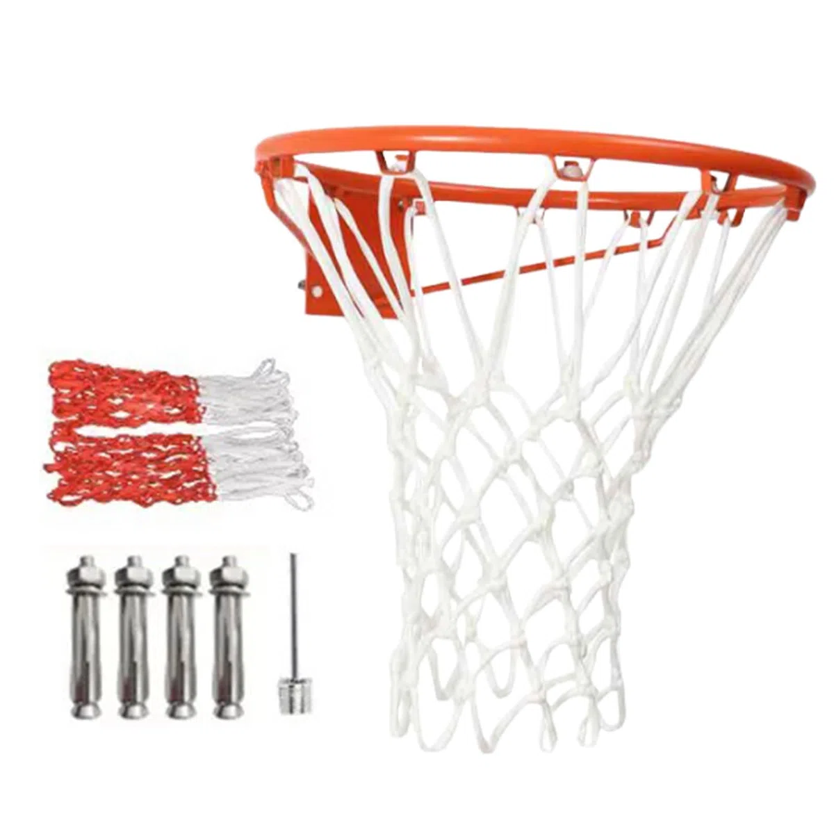 Canestro da basket da parete (35 cm), cerchio di ricambio per canestro da basket, con rete ispessita, per palloni da basket di dimensioni standard, include ago di gonfiaggio