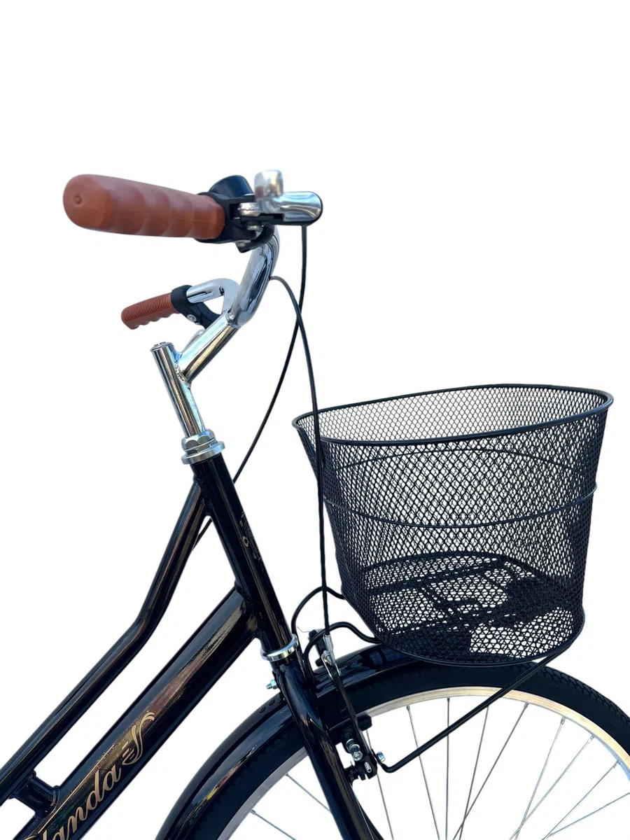 MADICKS Bicicletta Donna da Passeggio Olanda Misura 26 Bici da città Vintage retrò con Cestino anteriore e posteriore Nero