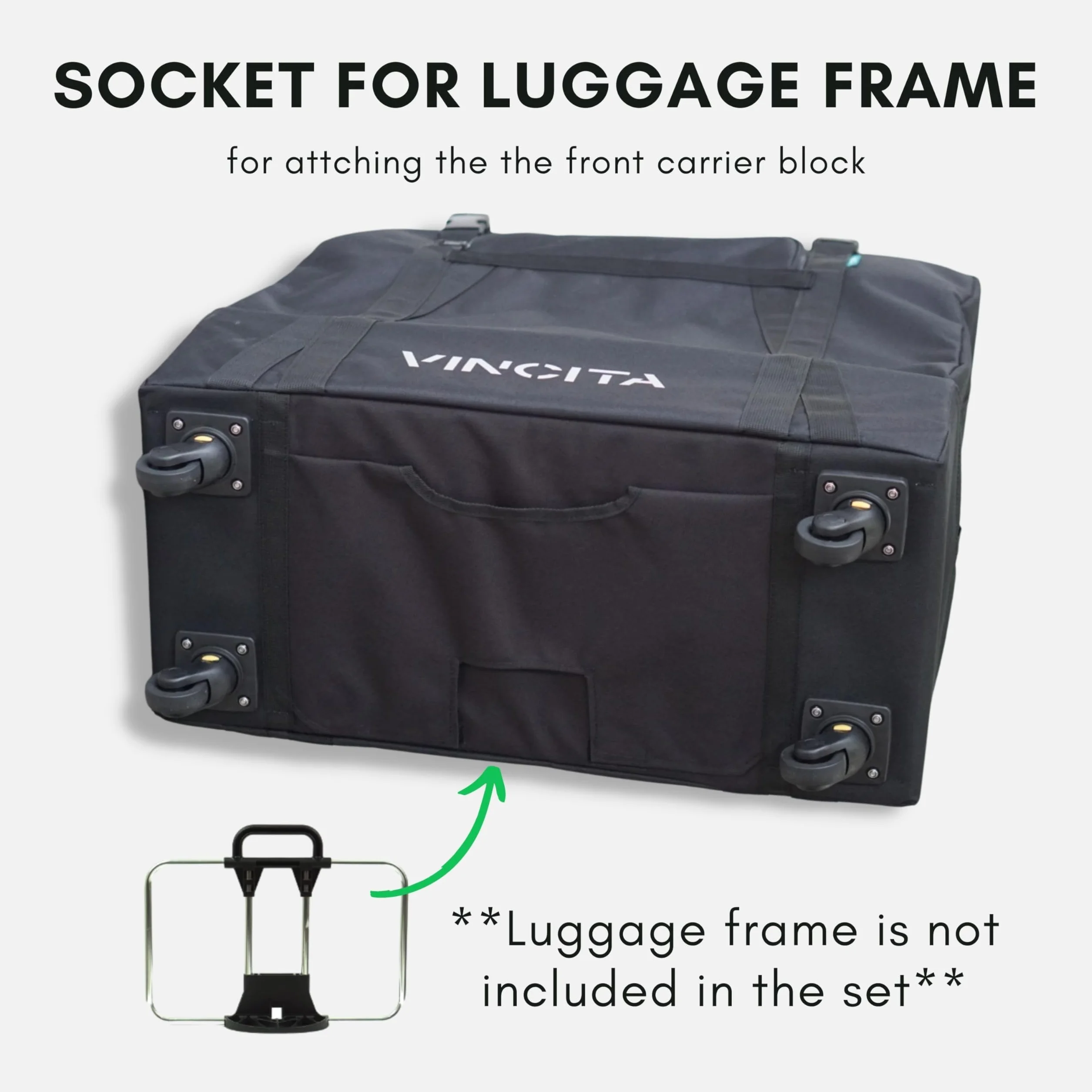 Vincita Sightseer 4.0 - Borsa da trasporto morbida per bicicletta pieghevole Brompton, con borsa per indumenti, quattro ruote staccabili e tracolla Brompton, soluzione leggera per viaggi aerei