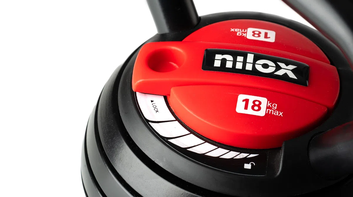 Nilox Kettlebell Regolabile in Acciaio, Peso Regolabile da 2 a 18 kg, Impugnatura Salda, Piastre in Acciaio Resistenti alla Corrosione, Attrezzo da Palestra per Allenamento Forza e Cardio