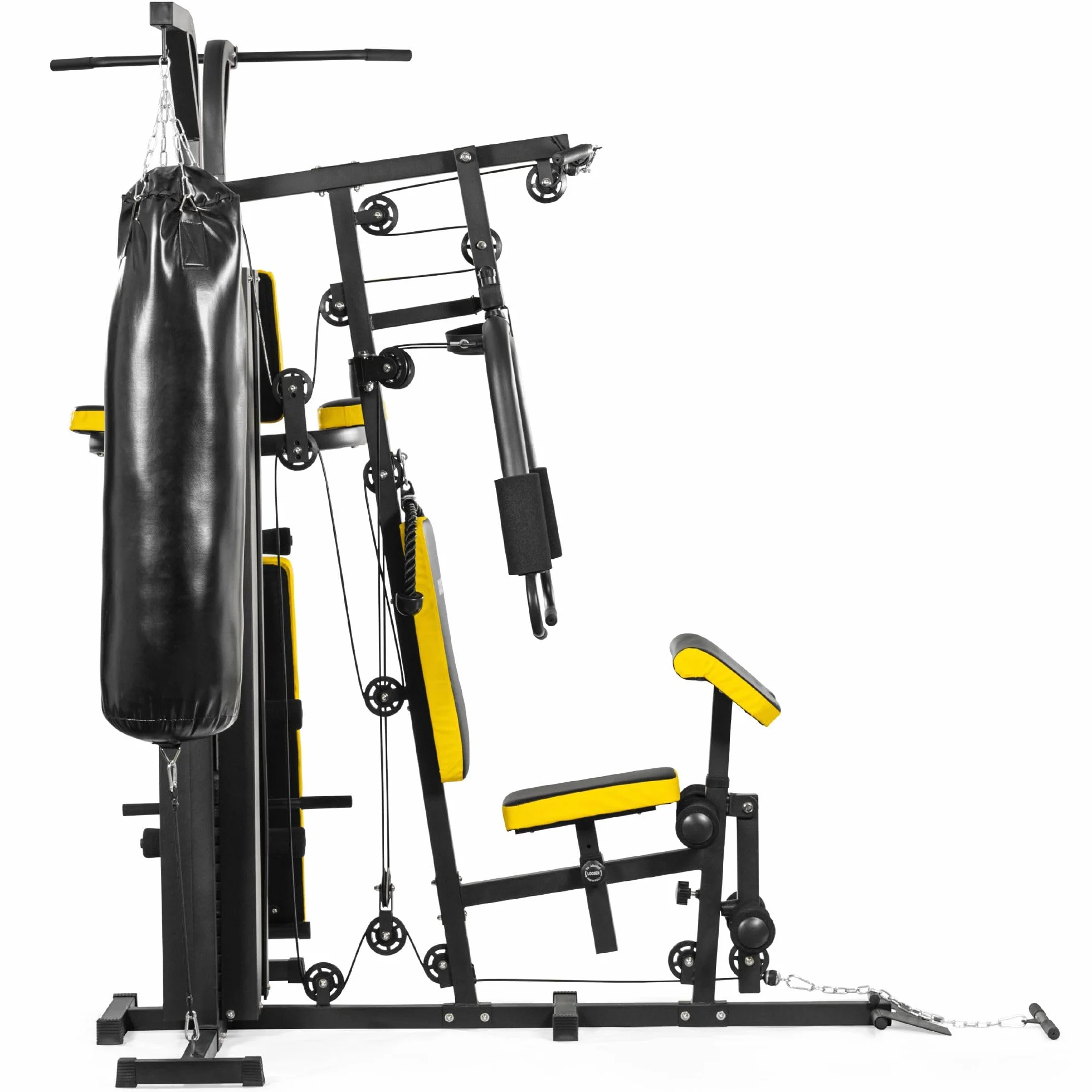 Dione HG5 - Stazione fitness, palestra multifunzionale con sacco da boxe, con 65 kg di pesi incusi, espandibile fino a 100 kg, homegym