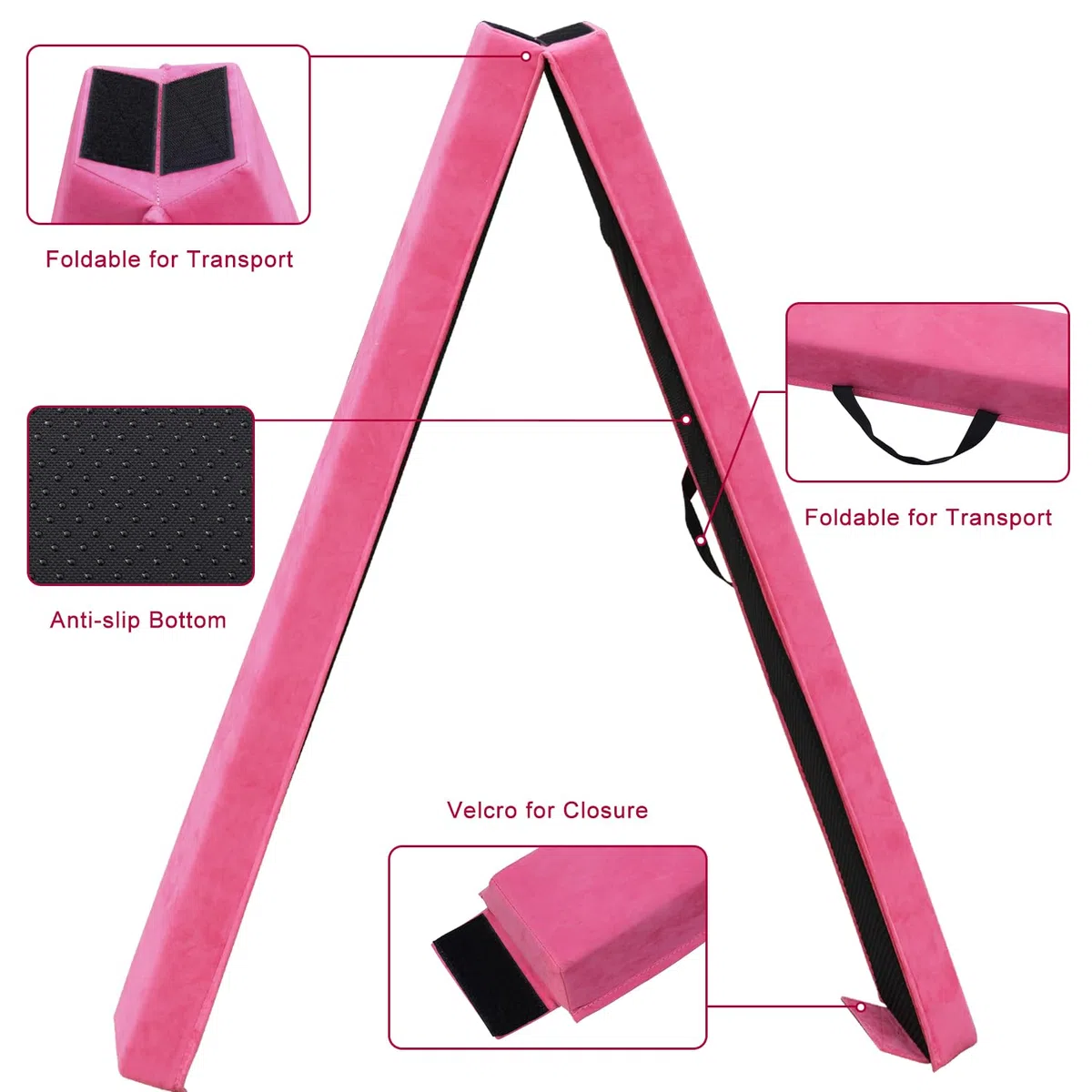 Trave Ginnastica Artistica per Casa 270 cm, Trave Pieghevole Ginnastica Portatile per Allenamento, Trave Equilibrio con Base In Gomma Antiscivolo per Bambini, Principianti e Ginnasti Professionisti