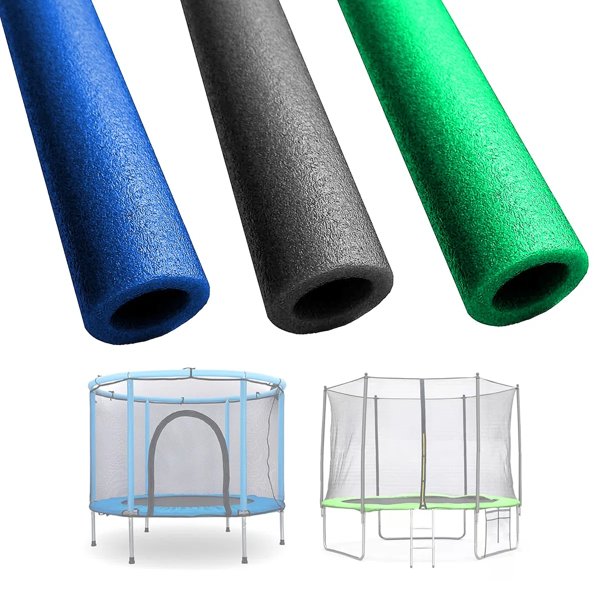 Tubi in schiuma per trampolino da 8 pezzi con tappi in schiuma per aste trampolino, 180 cm, verde