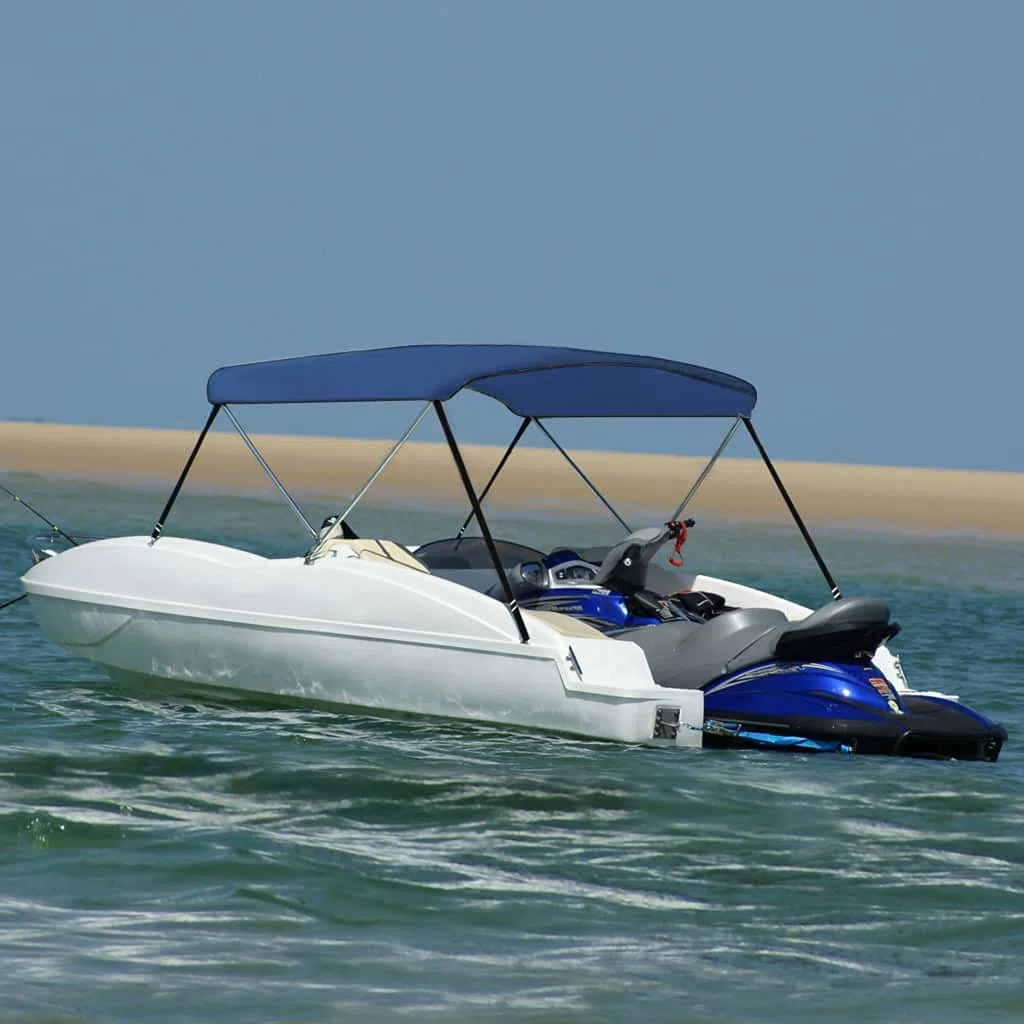 IKAYAA Tendalino per Barca Tendalino Bimini in Alluminio con Telaio in Lega di Alluminio Tendalino Parasole Impermeabile per Barca-Blu-180 x 130 x 110 cm