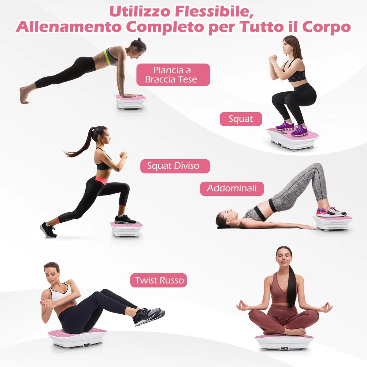 COSTWAY Pedana Vibrante Dimagrante, Piastra Vibrante con 10 Livelli di Vibrazione e Timer, Schermo, Telecomando, Superficie Antiscivolo e 4 Ventose, Allenamento Modellamento Muscolare