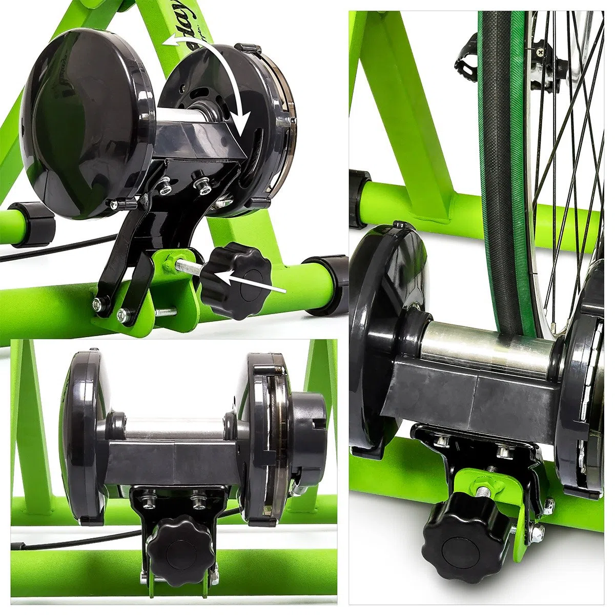 Relaxdays Rullo per Bicicletta - Relaxdays Trainer Pieghevole Bicicletta 6 velocità, Cerchi da 26-28, Blu e Verde Unisex Adulto