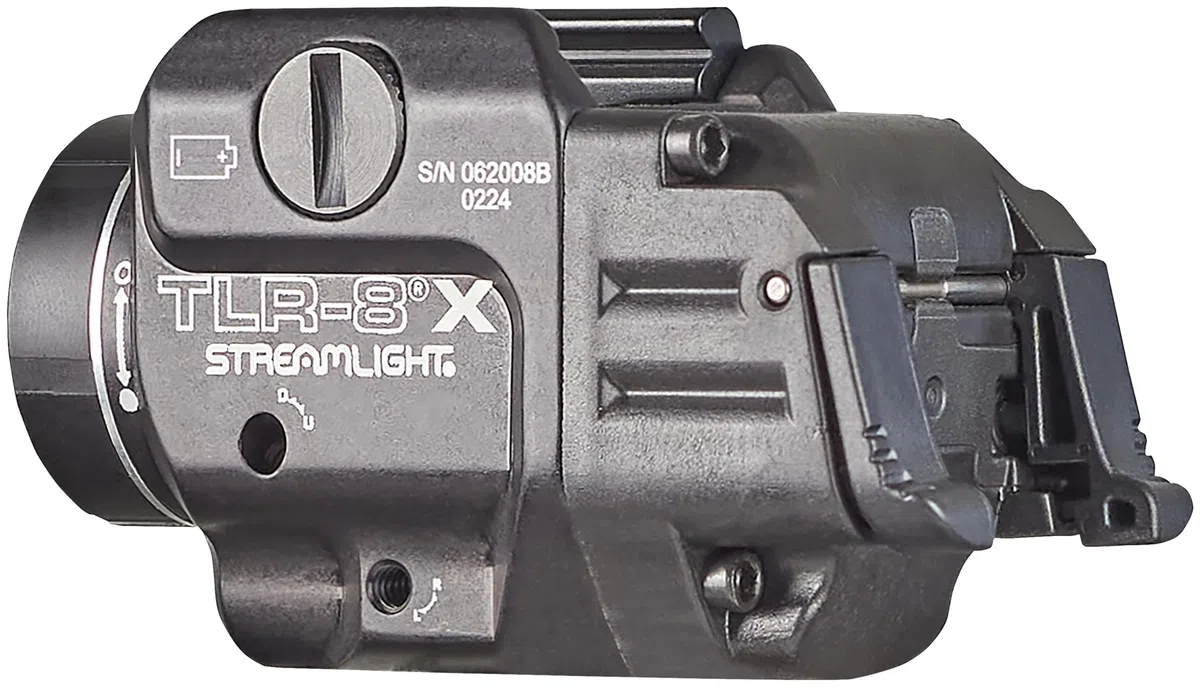 Streamlight 69414 TLR-8 x 500 lumen arma tattica con laser rosso integrato per pistole selezionate, incluse opzioni di interruttore posteriore, kit di montaggio e chiave, nero