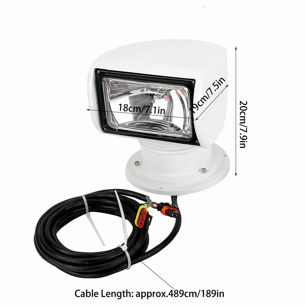Crisis Faro di Ricerca Marino Con Telecomando 12V 100W - Impermeabile a Lungo Raggio, Girevole a 360 Gradi per Esterno, Barca, Camion, Auto, Yacht, Guardia Costiera