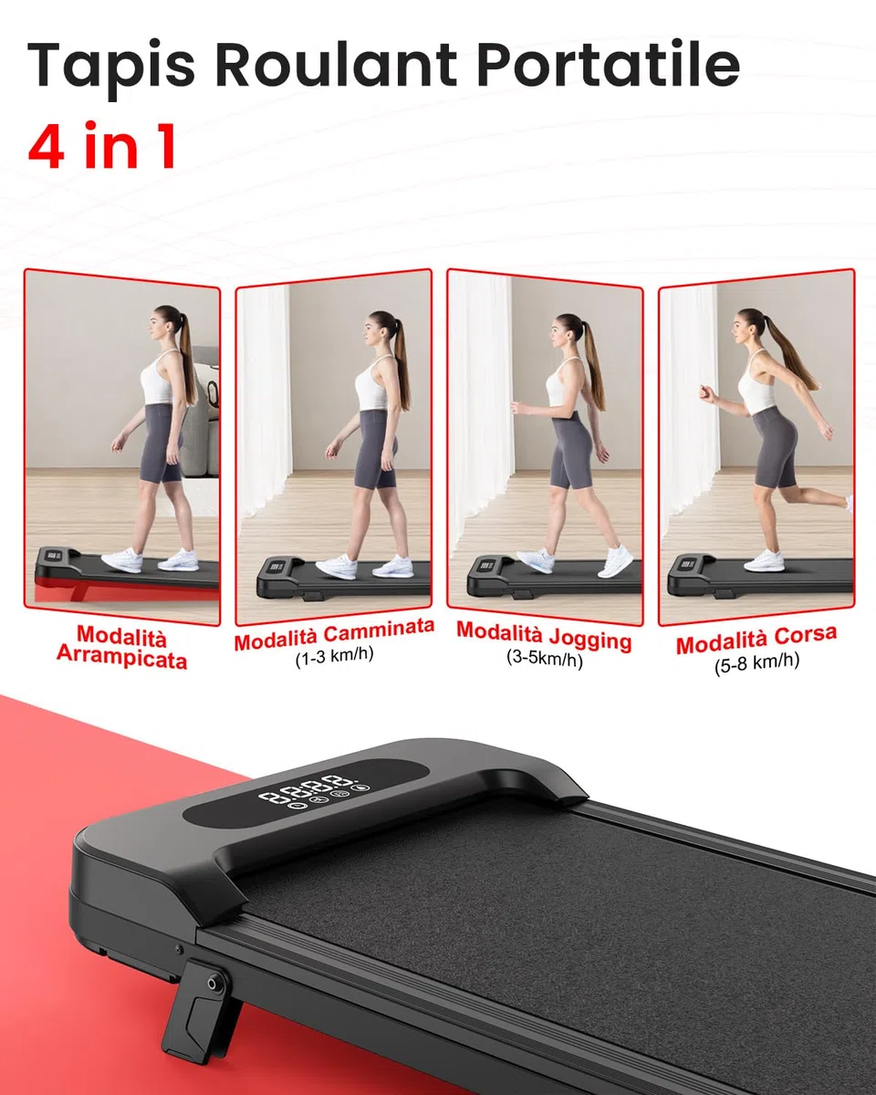 Tapis Roulant Salvaspazio 9%, 3 IN 1 Tapis Roulant Elettrico, 2.5CV Walking Pad Pieghevole, Design Salvaspazio per Casa e Ufficio