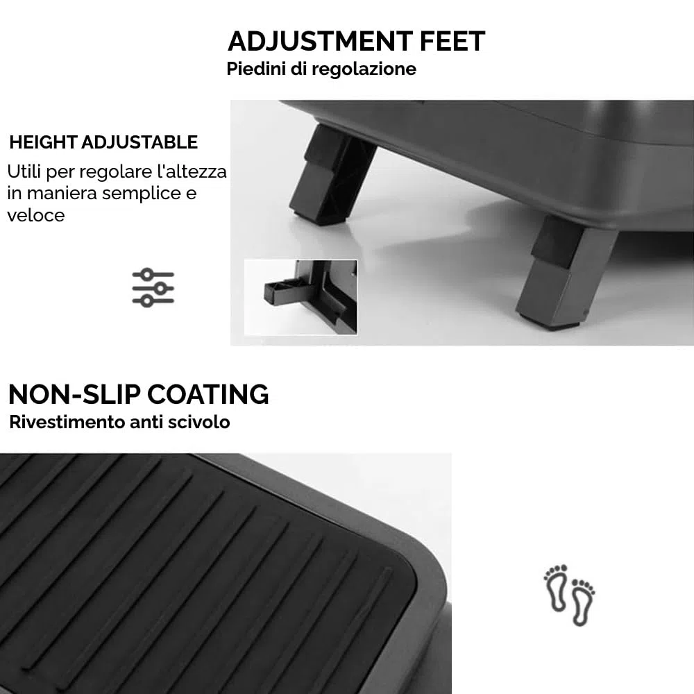 FFitness ESERCITATORE PASSIVO PER GAMBE 2 VELOCITA’ PEDANA PIATTAFORMA VIBRANTE ALTEZZA REGOLABILE PER CAMMINARE SEDUTI LEG STEPPER