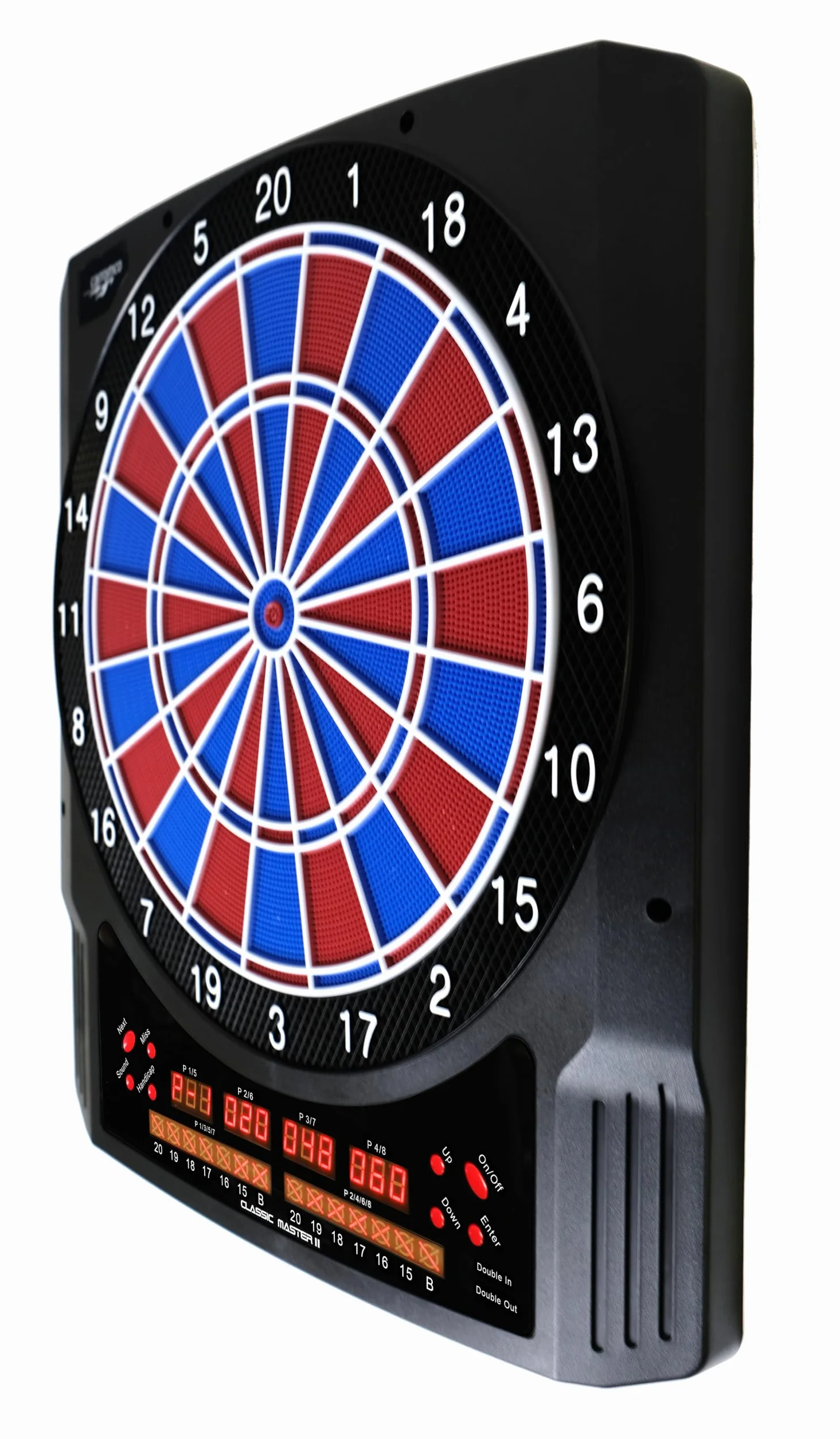 Carromco Bersaglio Freccette Elettronico - Classic Master II - Freccette con Punta in Plastica, 36 Giochi e 585 Varianti, Cricket, 6 Display LED, per 1-8 Giocatori