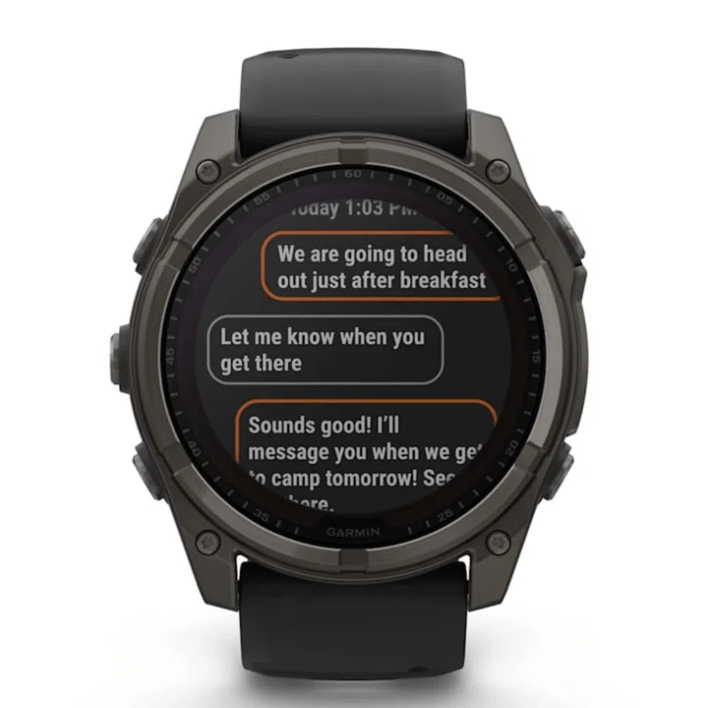 GARMIN FENIX 8-51 MM, SOLARE, ZAFFIRO GRIGIO CARBONIO DLC TITANIO CON SILICONE NERO/GRIGIO CIOTTOLO