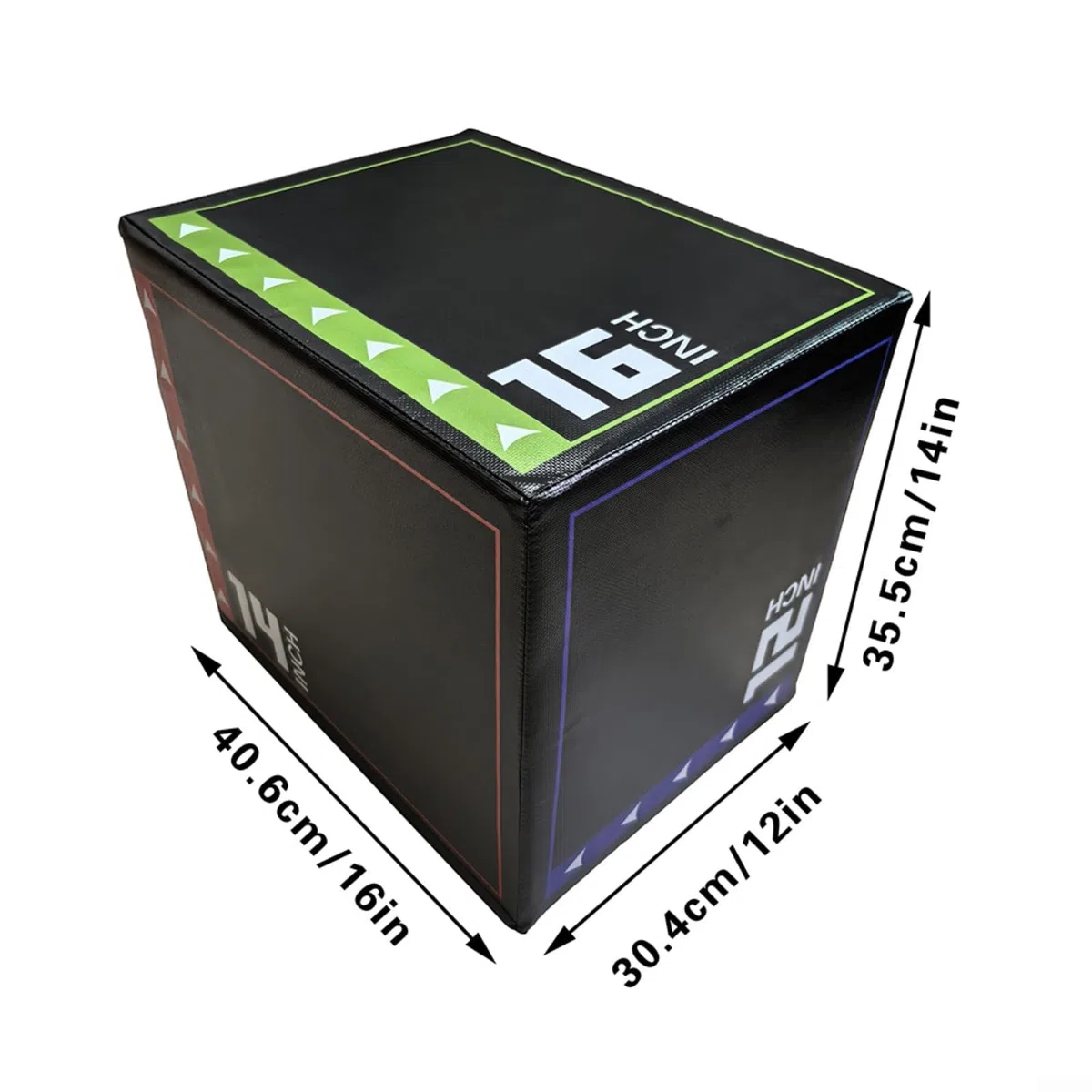 Plyo Box 3 in 1 in schiuma ad alta densità per esercizi di salto ed esercizi di palestra a casa, ammortizzante, stabile, nero (30 x 40 x 45 cm)
