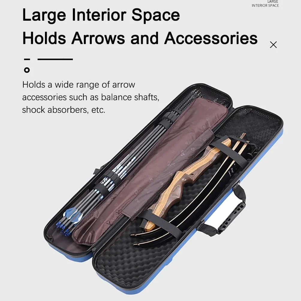 Takedown Recurve Bow Case Hard,Custodia Rigida In ABS per Tiro con L'arco E Borsa da Viaggio per La Caccia E La Pratica Del Tiro,Zaino Leggero con Imbottitura In Schiuma S(Size:90*20*14cm,Color:blu)