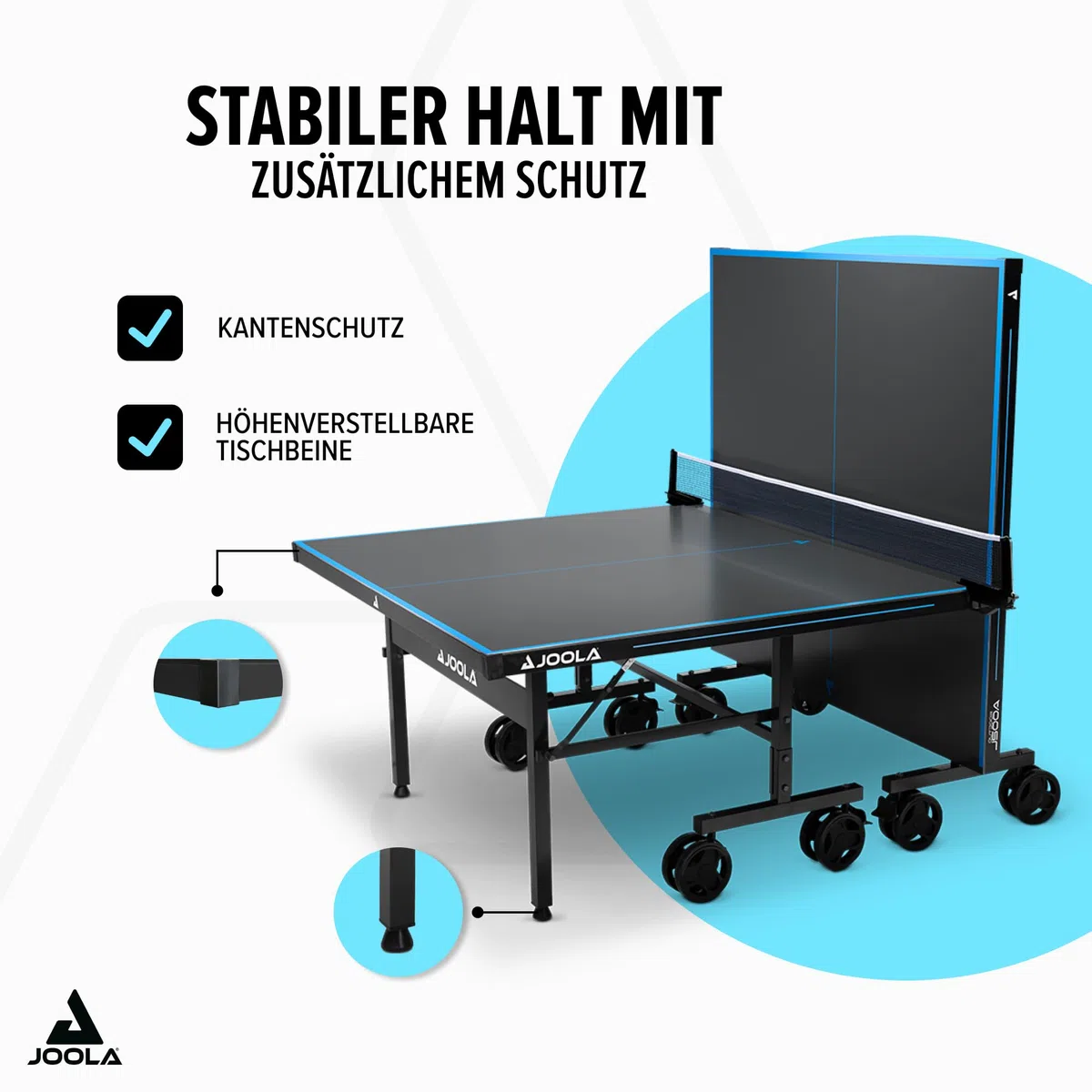 JOOLA Tavolo da Ping Pong Outdoor Professionale, 6 mm, Superficie composita in Alluminio, Resistente alle intemperie, Pieghevole, Struttura Rapida, 274 x 152,5 x 76 cm