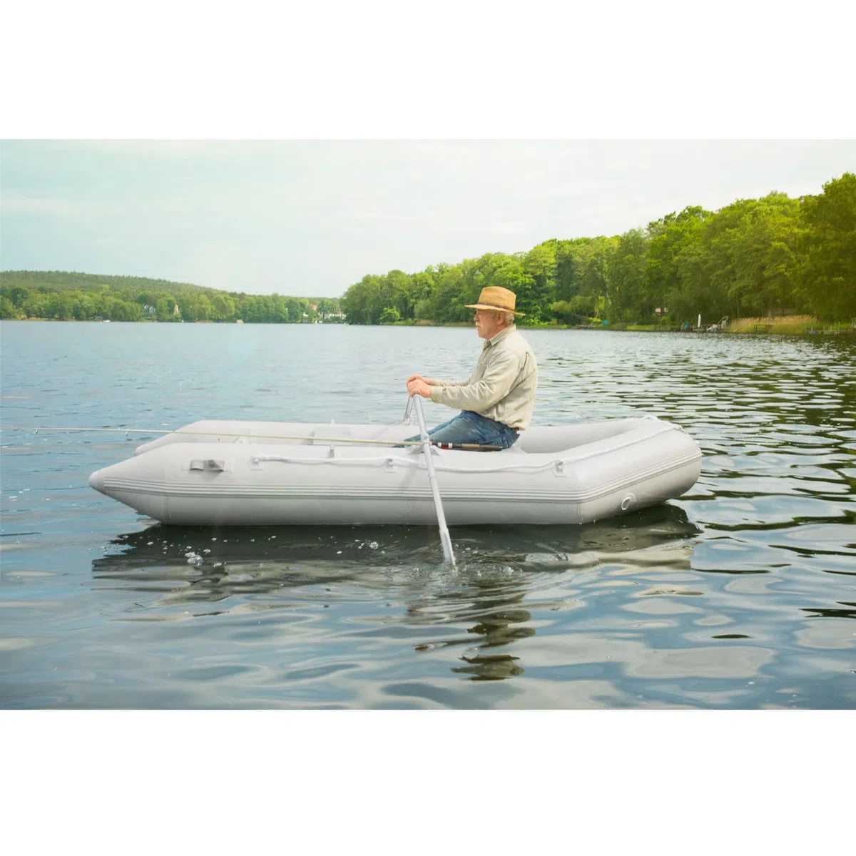 EBERTH Gommone Gonfiabile Barca da Pesca in Robusto PVC per 3-8 Persone, 2X pagaie, Potenza Massima Motore 10 to 50 CV, Kit Riparazione, Pompa, Borsa Trasporto, Fino a 484 to 1100kg