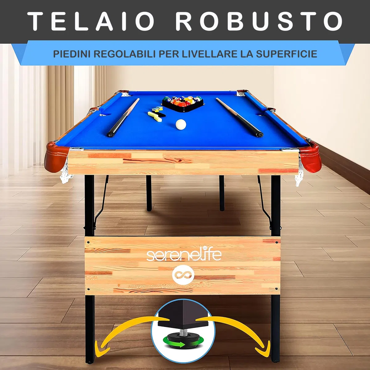SereneLife Tavola da Calcio Balilla a Grandezza Naturale, Calcio con Palla Set per la Casa, Calcio Balilla Professionale, Design Moderno e Robusto.