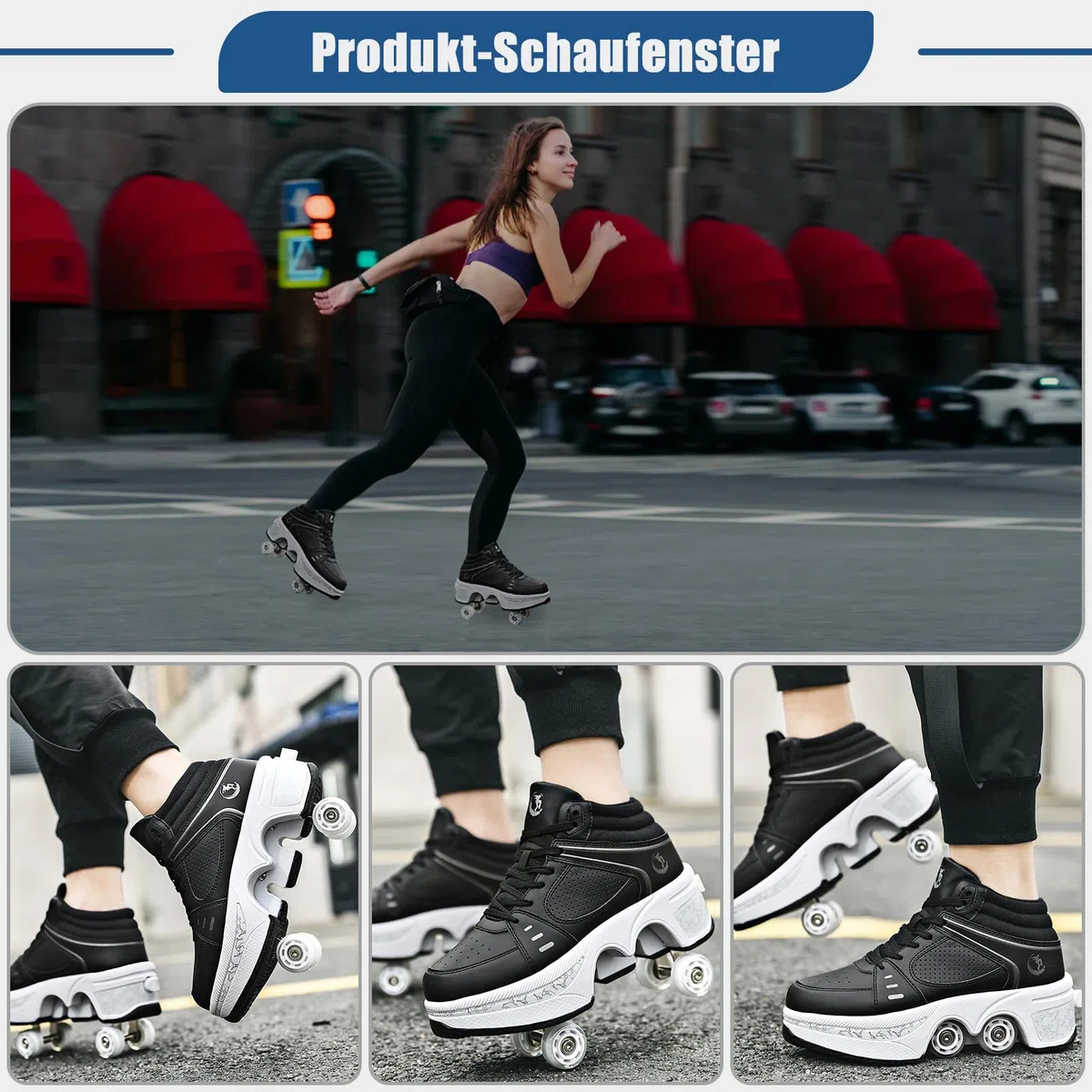 TOME. SKATES Scarpe con Rotelle per bambine, Pattini a Rotelle per bambini e Sneakers 2 in 1, Pattini a 4 Ruote deformati per bambino come regali di Natale e compleanno