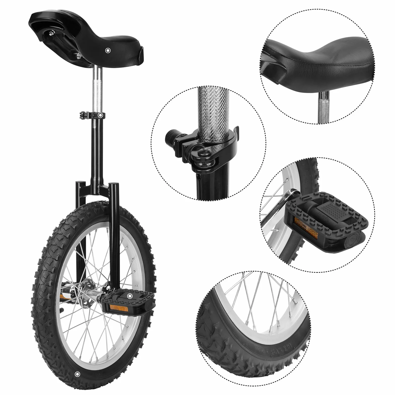 uyoyous Monociclo 16 pollici Unicycle per adulti bambini principianti e professionisti unisex nero