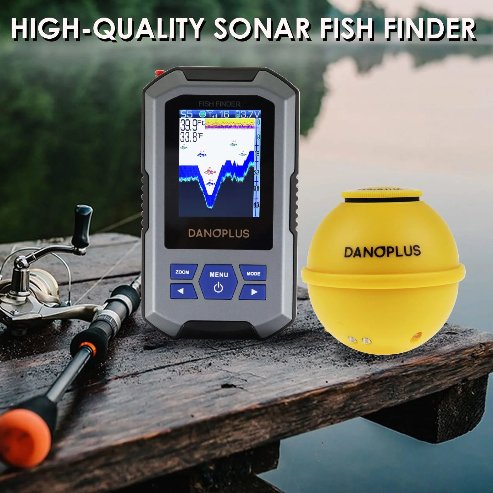 155 piedi Sensore Sonar Wireless Finder Portatile Sensore di Pesce Rilevamento Profondità Ricaricabile Accessori Pesca Kayak Barca Pesca Pesca Pesca Mare Ghiaccio