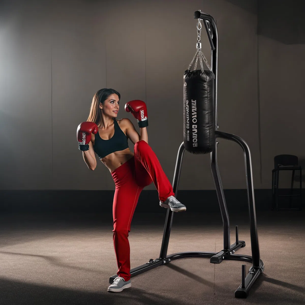 VEVOR Supporto per sacco da boxe, in acciaio resistente, attrezzatura per allenamento di allenamento, altezza regolabile, supporto da boxe con base ponderata, supporta fino a 63,5 kg, autoportante