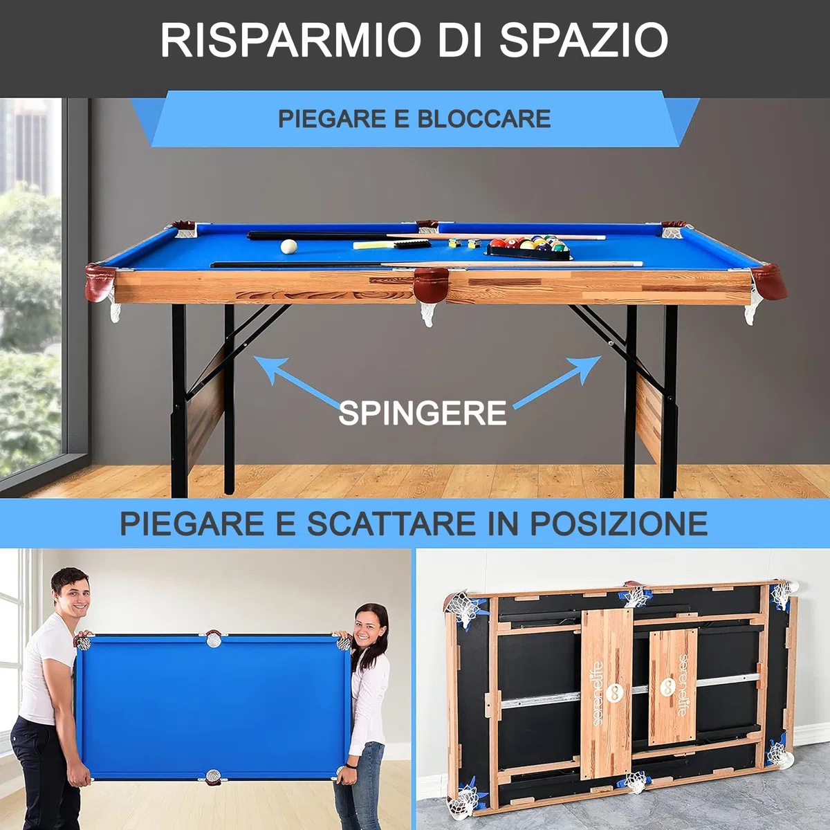SereneLife Tavola da Calcio Balilla a Grandezza Naturale, Calcio con Palla Set per la Casa, Calcio Balilla Professionale, Design Moderno e Robusto.