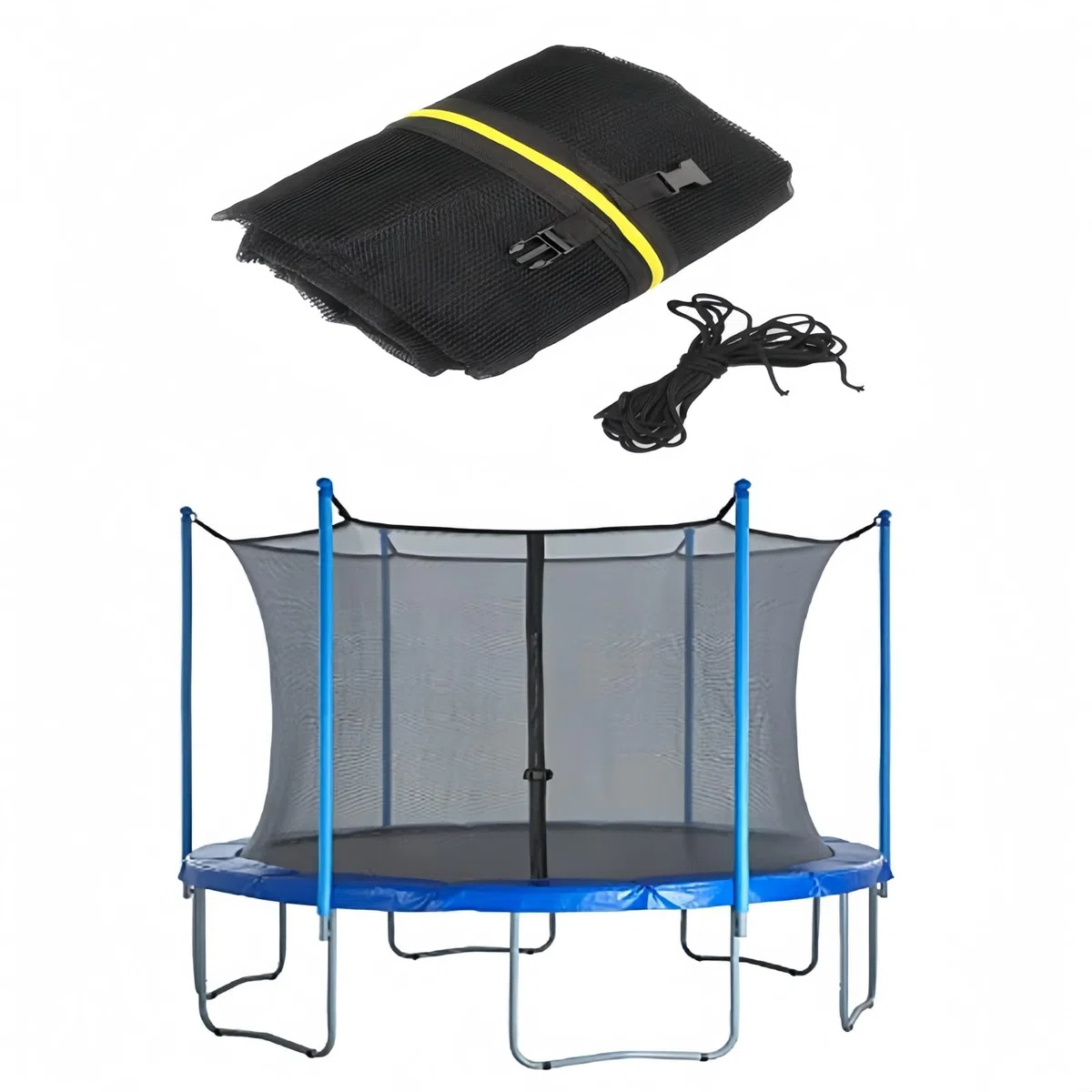 Generico Nuovo Rete di Sicurezza per Trampolino 244 305 366 427 cm Rete di Ricambio per Trampolino Rete Interna con Cerniera e Fibbie, Rete di Protezione per Trampolino da Giardino, per Pali da 6/8