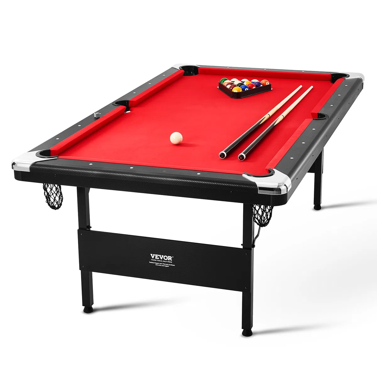 VEVOR Tavolo da Biliardo da 7 Piedi, Pieghevole Salvaspazio, Set Con Palline, Stecche, Gesso, Nero, Perfetto per la Sala Giochi di Famiglia per Bambini e Adulti