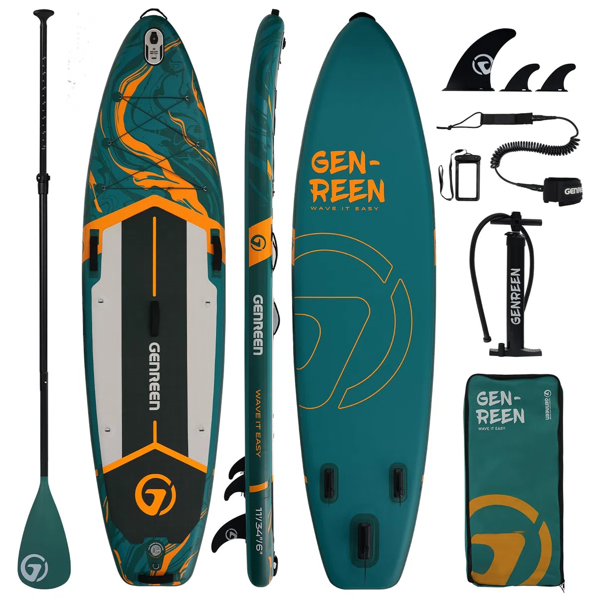 Tavole da paddle stand-up, 11 ft gonfiabili con accessori SUP, non scivola, doppio strato di PVC, motivo Monstera, 33 in extra large, per ragazzi e adulti