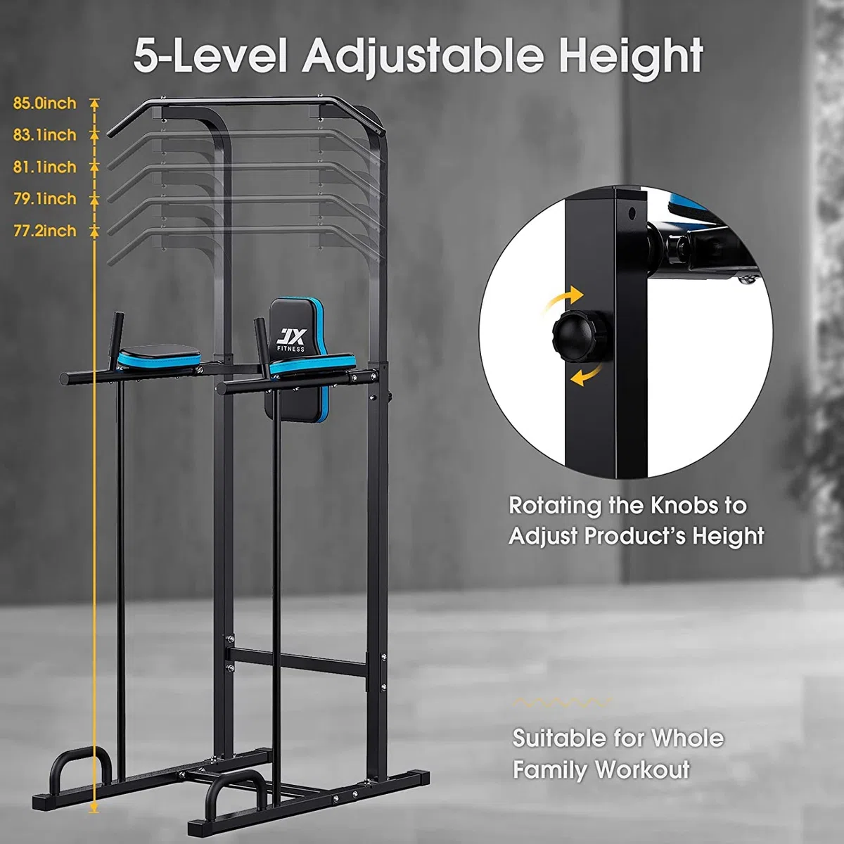 JX FITNESS Power Tower Multifunzionali Dip Station Workout Attrezzature Sbarra trazioni Addominali per la Palestra di casa Allenamento della Forza Attrezzatura per Il Fitness