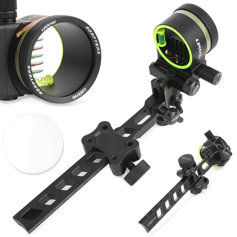 SHARROW Tiro con L'Arco Mirino per Arco Compound 5 Pin Bow Sight Micro Regolabile Alluminio Vista dell'Arco Composto con 4x 6x 8x Lente