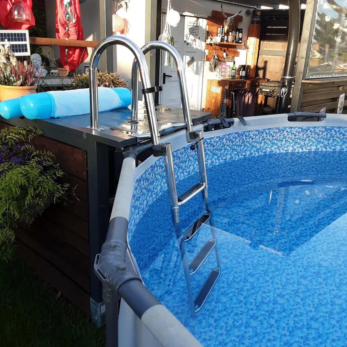 Scaletta Bagno Scaletta Piscina Barca Pieghevole, Acciaio Inox Ponte Yacht con Gradini Antiscivolo, Corrimano E Ampio Pedale Scala 4 Carico 150Kg