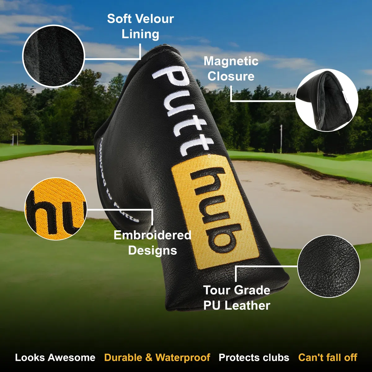 Shanker Golf Putter Cover - PuttHub - Divertente copertura per putter con lama in pelle PU di grado Tour - Copritesta divertente per mazze da golf - Regalo scherzoso per golfisti - Idea regalo per