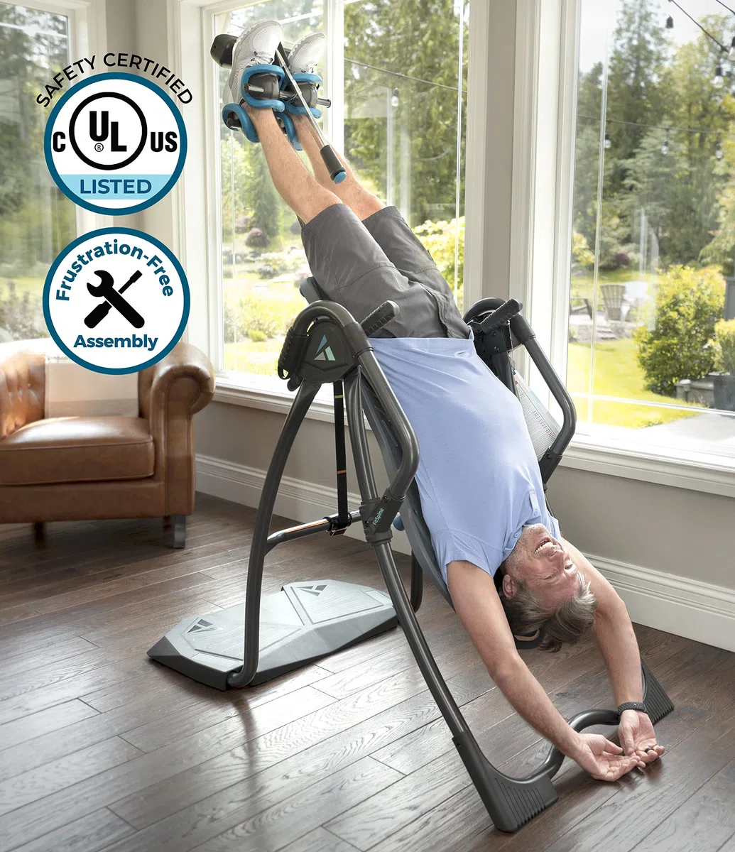 Caredy FitSpine LX9 - Tavolo a inversione modello 2019, chiusura per caviglia facile da raggiungere, kit per alleviare il dolore alla schiena, registrato dalla FDA
